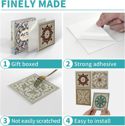 Peel and Stick Backsplash Tile Sticker for Kitchen and Bathroom Walls - 24 Removable 5.9"x5.9" Tiles, Waterproof