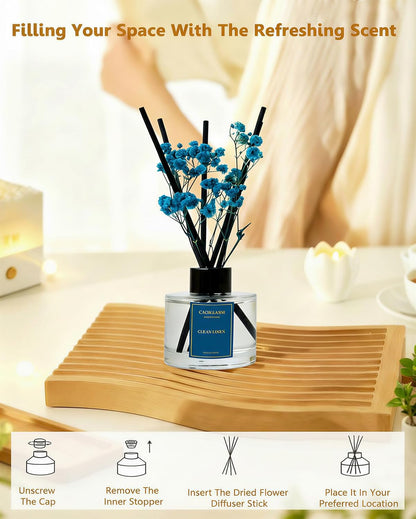 Reed Diffuser Set-Lemon Verbena Scent Fragrance Oil Diffuser with 6 Reed Sticks | Home & Bedroom Bathroom Decor,3.38 fl oz (100ml)
