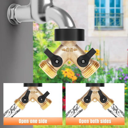 Garden Hose Splitter 2 Way Heavy Duty Brass Connector Tap Y Splitter (2WAY x)