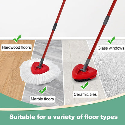 Mop Heads Replacements for Ocedar, Spin Mop Replacement for O-Cedar EasyWring 2 Tank System Mop Refills, Include 3 Pack Heads, 1 Scrub Brush & 1 Base Combo