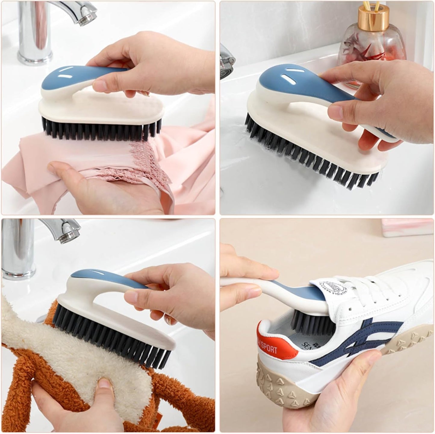 2 Pack Soft Bristle Cleaning Brush & 2 Pack Stain Remover Brush Laundry Brush Scrub Brush Household Cleaning Brushes for Fabric,Carpet, Clothes, Shoes