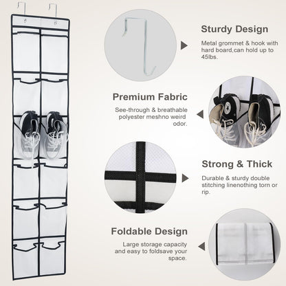 GOMAJI Over the Door 12 Pocket Hanging Shoe Organizer, Gray