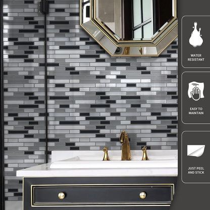 Art3d 10-Sheet Kitchen Backsplash Tiles Peel and Stick, Self Adhesive Wall Tile Sticker for Kitchen Island Bathroom Laundry Room RV Renter 12" x 12" - Jade Green