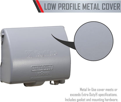 TayMac MX4380S EXTRA DUTY Gray 1-Gang Expandable Weatherproof In-use 3-1/2-in. Electrical Outlet Cover for Home Improvement, Outdoor Outlet Cover for Electrical Box, UFAST Configuration