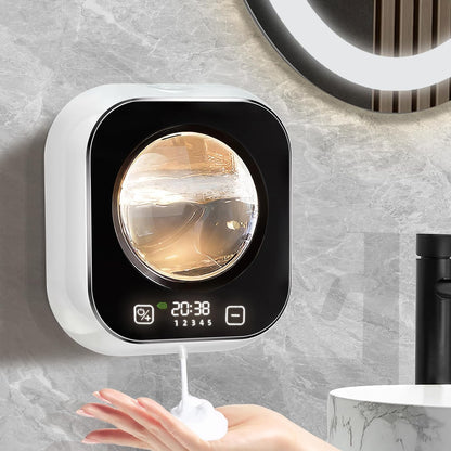 Automatic Soap Dispenser, 320ML Touchless Smart Hand Soap Dispenser, 3 Adjustable Soap Levels, Rechargeable Wall Mounted Electric Foam Soap Dispenser for Bathroom Kitchen Office (White - T1)