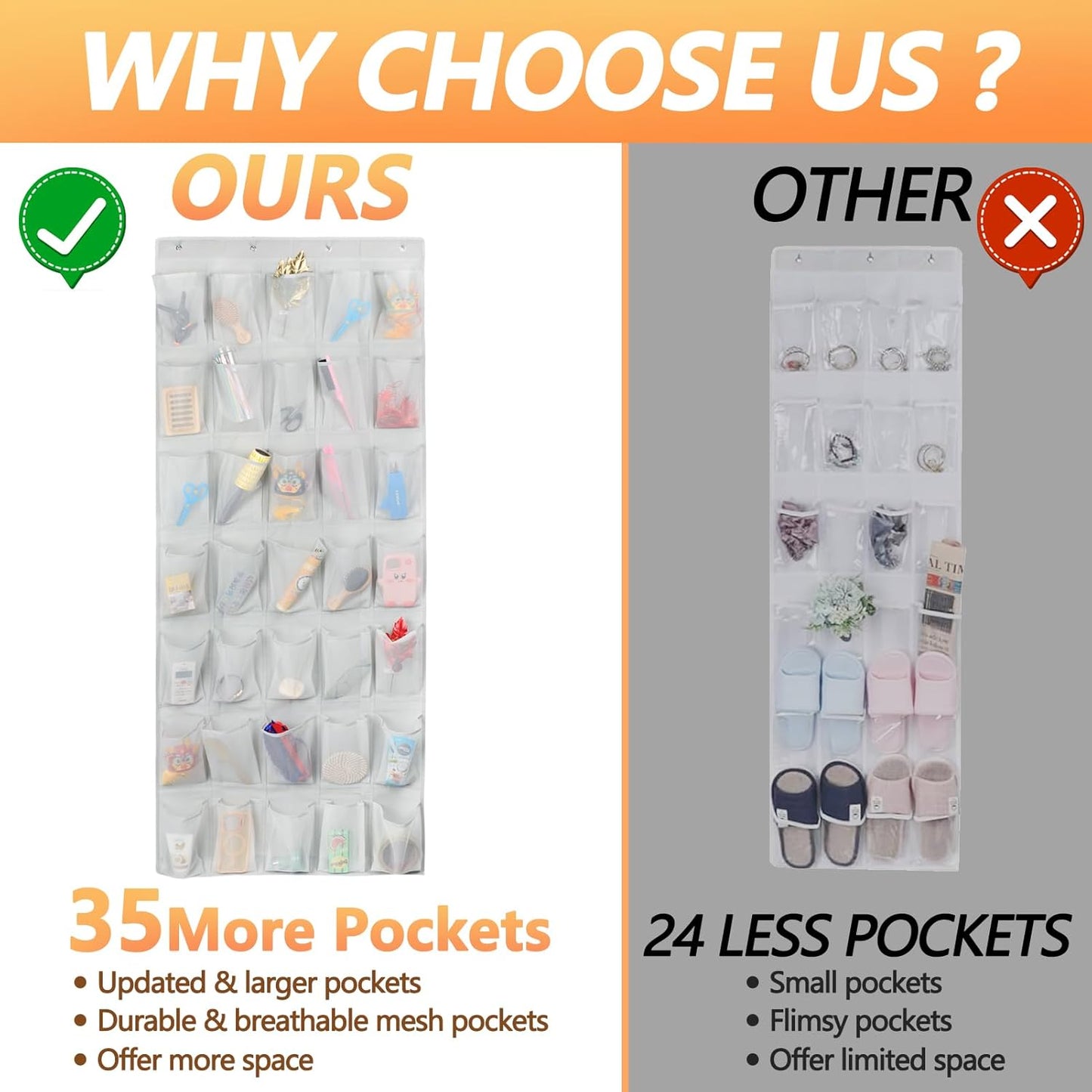 GOMAJI 35 Pockets Over the Door Shoe Organizer