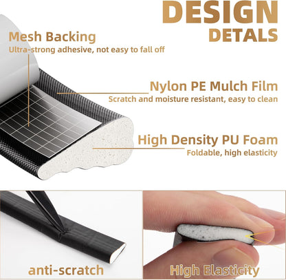118” Wedge-Shape Foam Window Weather Stripping Door Seal Strip,Soundproofing Frame Winter Insulation Tape for Exterior Front Door,Noise Cancelling Window Inserts,Door Gap Filler Light Blocker,White