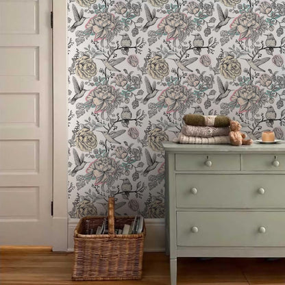 MuralPeel Dark Blue/Yellow Leaf Floral Peel and Stick Wallpaper Vintage Easy Peel Off Self Adhesive Removable Stick on Wall Paper for Kitchen Cabinet Renter Friendly