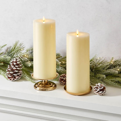 LampLust Realistic Flameless Pillar Candles with Remote, Set of 3, Batteries Included, Real White Wax, 3D Flickering LED Flame, 3 Inch Pillar Candles, Spring Decor, Centerpieces for Tables