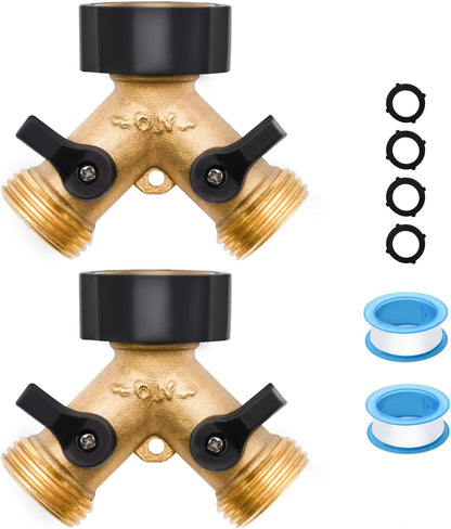 1/2/4 Pack 2 Way Hose Splitter, for 3/4" Hose Connector, with Rubber Washers & Tapes | for 3/4" Hose Connector