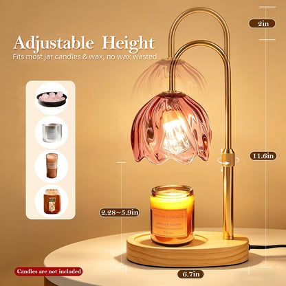 Flower Candle Warmer Lamp with Timer, Dimmable Adjustable Height Wax Melts Warmer for Jar Candles, Birthday Gifts for Women Mom, House Warming Gifts New Home, Bedroom Living Room Decor (Green)