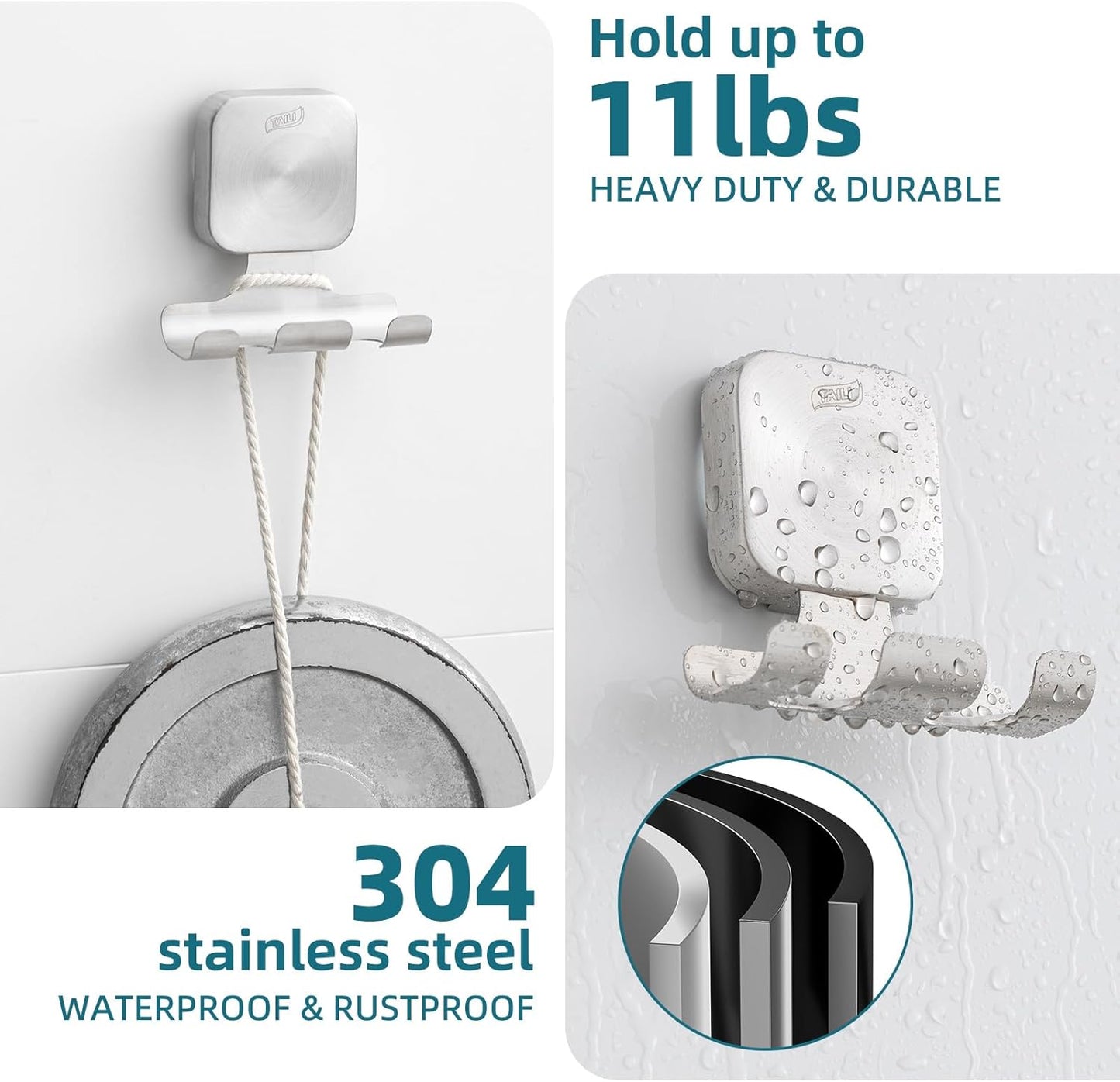 TAILI Suction Cup Razor Holder in Shower 2 Pack, Towel, Loofah, Shaver Holder for Bathroom Wall, Powerful Suction Cup Shower Hooks, Easy to Install and Reuse, White