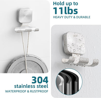 TAILI Suction Cup Razor Holder in Shower 2 Pack, Towel, Loofah, Shaver Holder for Bathroom Wall, Powerful Suction Cup Shower Hooks, Easy to Install and Reuse, White