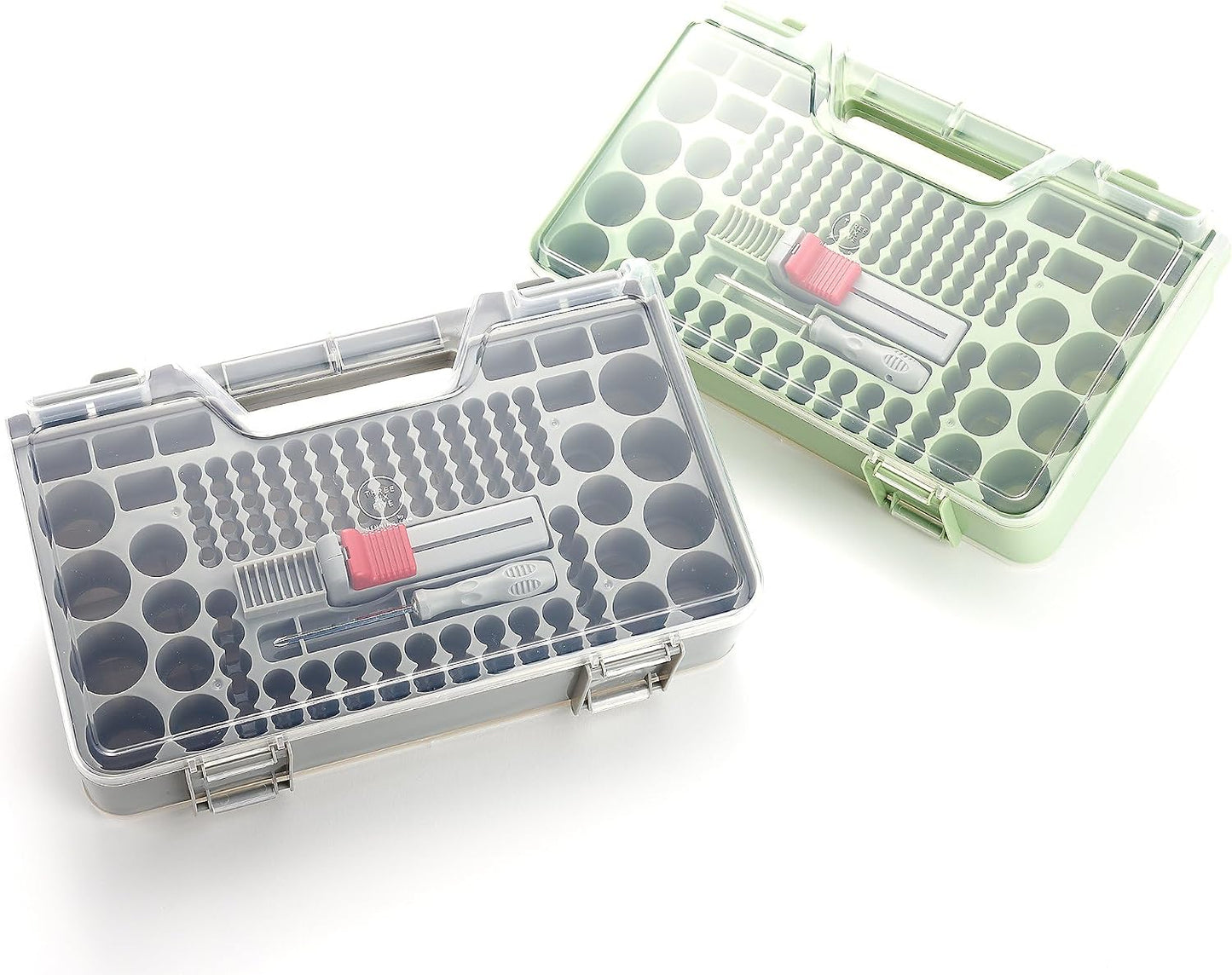 Henning Lee Set of 2 Battery Organizers with Tester and Screwdriver, Holds 368 Batteries (Blue)