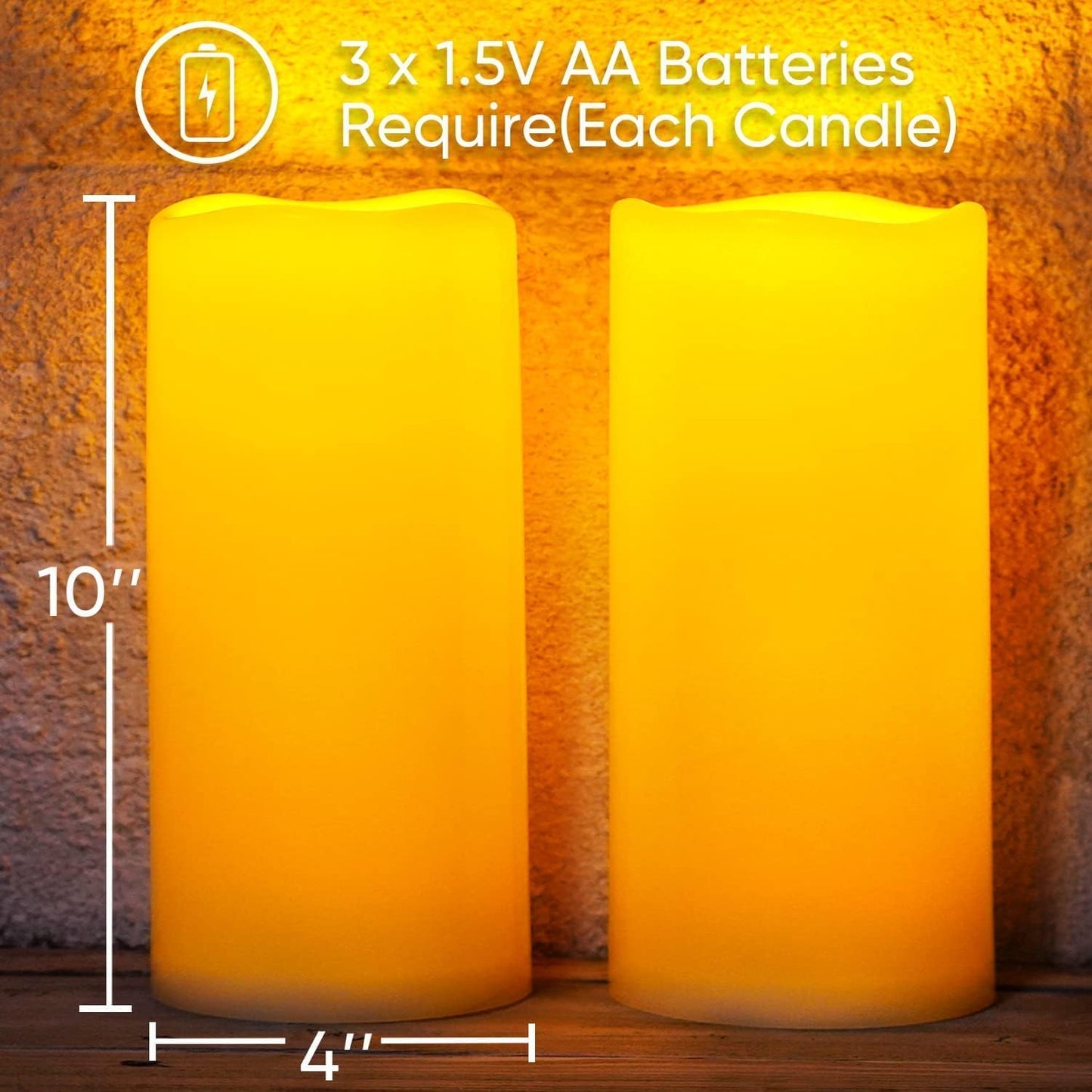 Homemory 6" 8" 10" x 4" Waterproof Outdoor Flameless Candles, Battery Operated Flickering LED Pillar Candles with Remote and Timers for Indoor, Plastic, Ivory White
