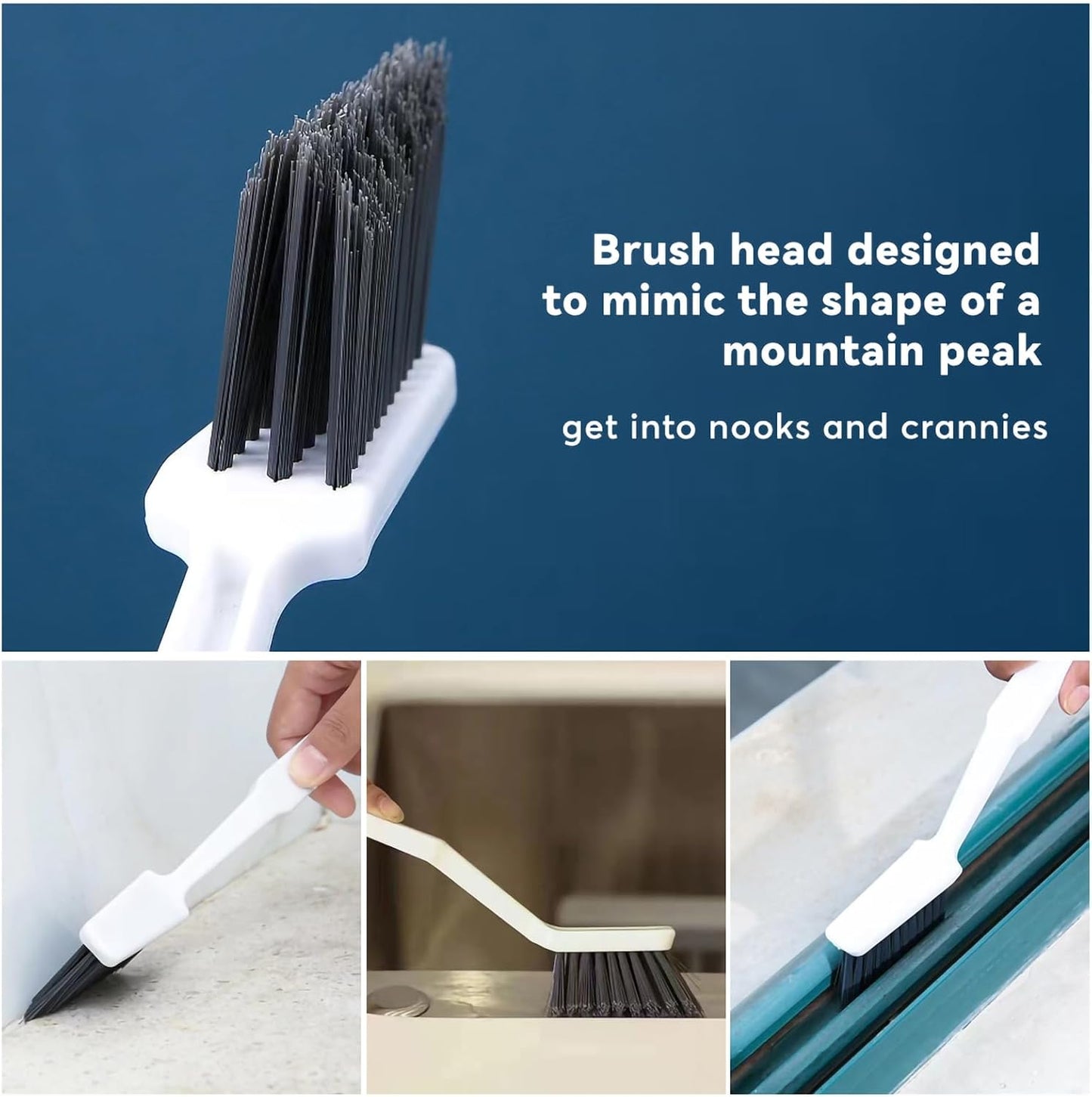 Crevice Brushes for Cleaning, Gap Cleaning Brush with Long Stiff V-Shaped Bristles Household Use for Bathroom/Tiles/Kitchen（4pcs）
