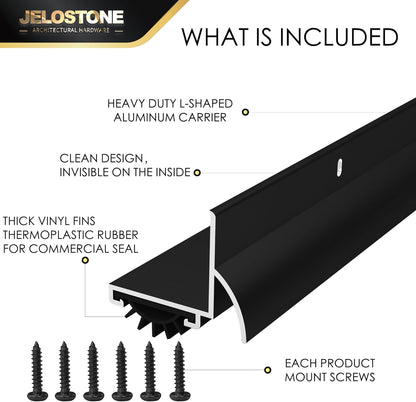 48'' L-Shaped Door Bottom Shoes with Rain Drip(Dark Bronze Anodized) - Fire Rated - Heavy Duty Aluminum with Flex-V Vinyl Seal Insert, Weatherproof & Soundproof for Exterior Doors, JS-210DV