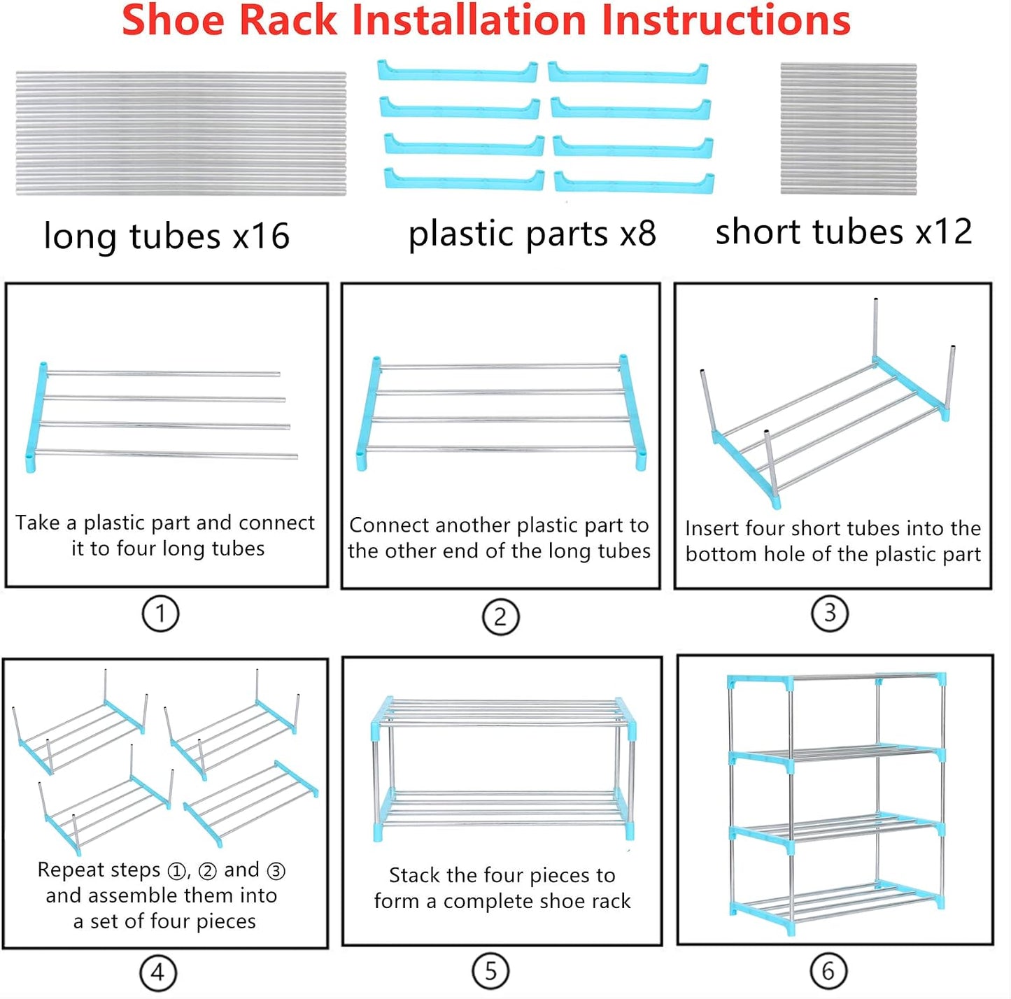 Jucaifu Stackable Small Shoe Rack, Entryway, Hallway and Closet Space Saving Storage and Organization (3-Tier, White)
