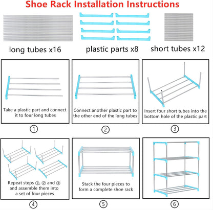 Jucaifu Stackable Small Shoe Rack, Entryway, Hallway and Closet Space Saving Storage and Organization (3-Tier, White)