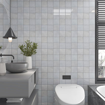 CHIHUT 6 Sheets 12"x12" Glossy Grey Concrete Checkered Peel and Stick Backsplash Tiles Waterproof Heat Resistant Self Adhesive Vinyl Wall Tiles for Kitchen Bathroom Laundry Room Renter Friendly Tiles