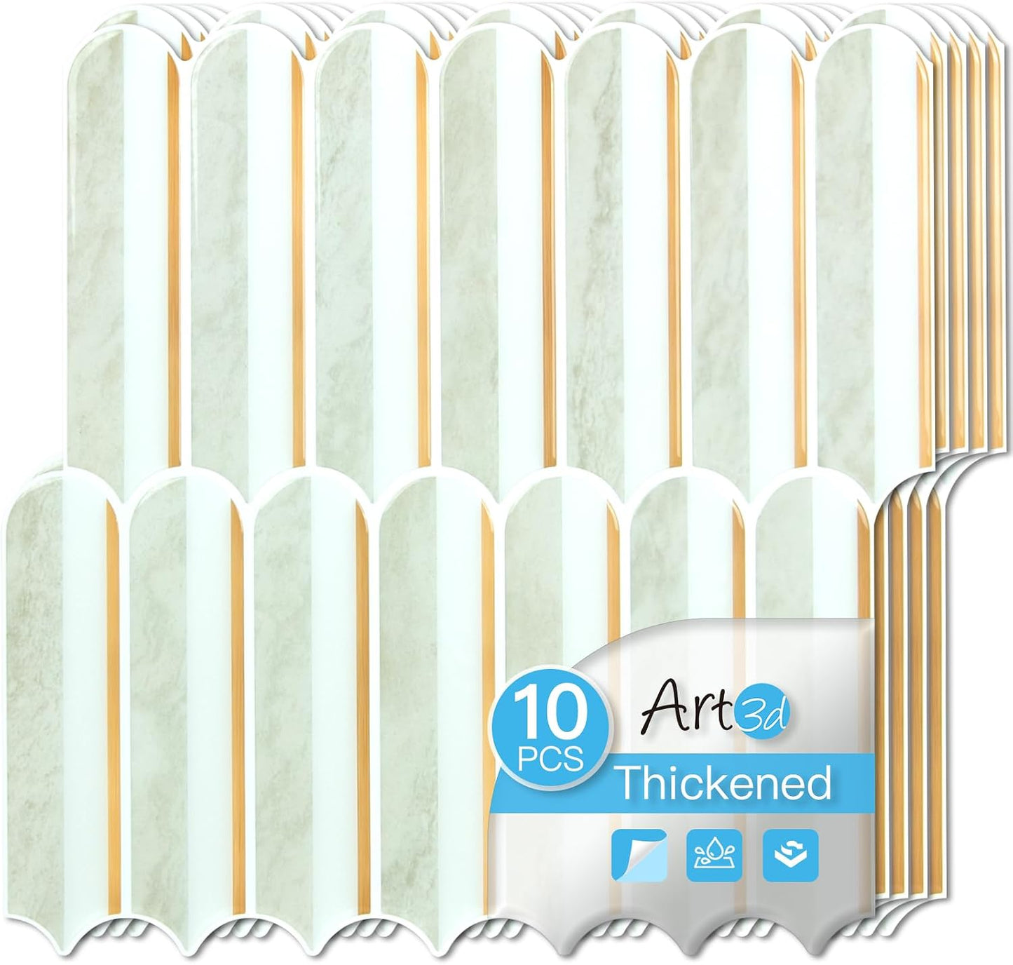 Art3d 12 x 12 Inch Heavy-Duty Peel and Stick Backsplash, Self-adhesive Wall Tiles for Kitchen Bathroom Decor, 10-Pack Dark Green