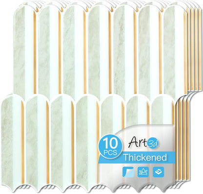 Art3d 12 x 12 Inch Heavy-Duty Peel and Stick Backsplash, Self-adhesive Wall Tiles for Kitchen Bathroom Decor, 10-Pack Dark Green