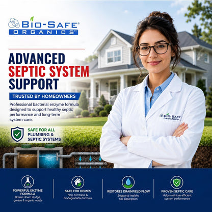 DrainFix & Septic Restorer – 32 oz Enzyme Septic Tank Treatment & Drainfield Restoration – Organic Drain Cleaner for Sewer Lines, RV & Home Plumbing – Safe for Pipes & Septic Systems