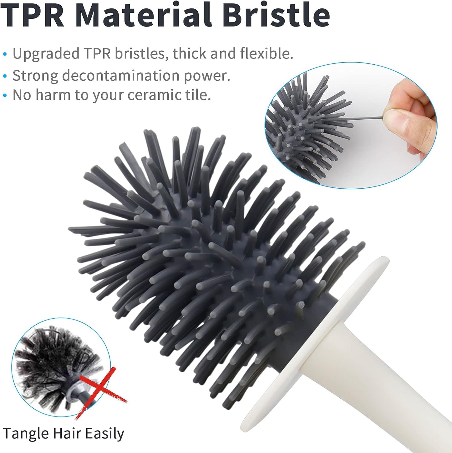 Silicone Toilet Brush and Holder Set for Bathroom Durable Toilet Bowl Scrubber with Long Plastic Handle and Soft Silicone Bristles for Deep Cleaning Wall Mounted Toilet Brush Cleaner Anti-Drip Holder