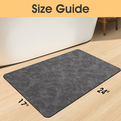 ACCUMTEK Non Slip Bath Mat, Thin Bathroom Rugs Fit Under Door, Quick Dry Bath Mats, Machine Washable Bath Rugs for Bathroom, Bathtub & Kitchen, Grey/Bordered/24 x17
