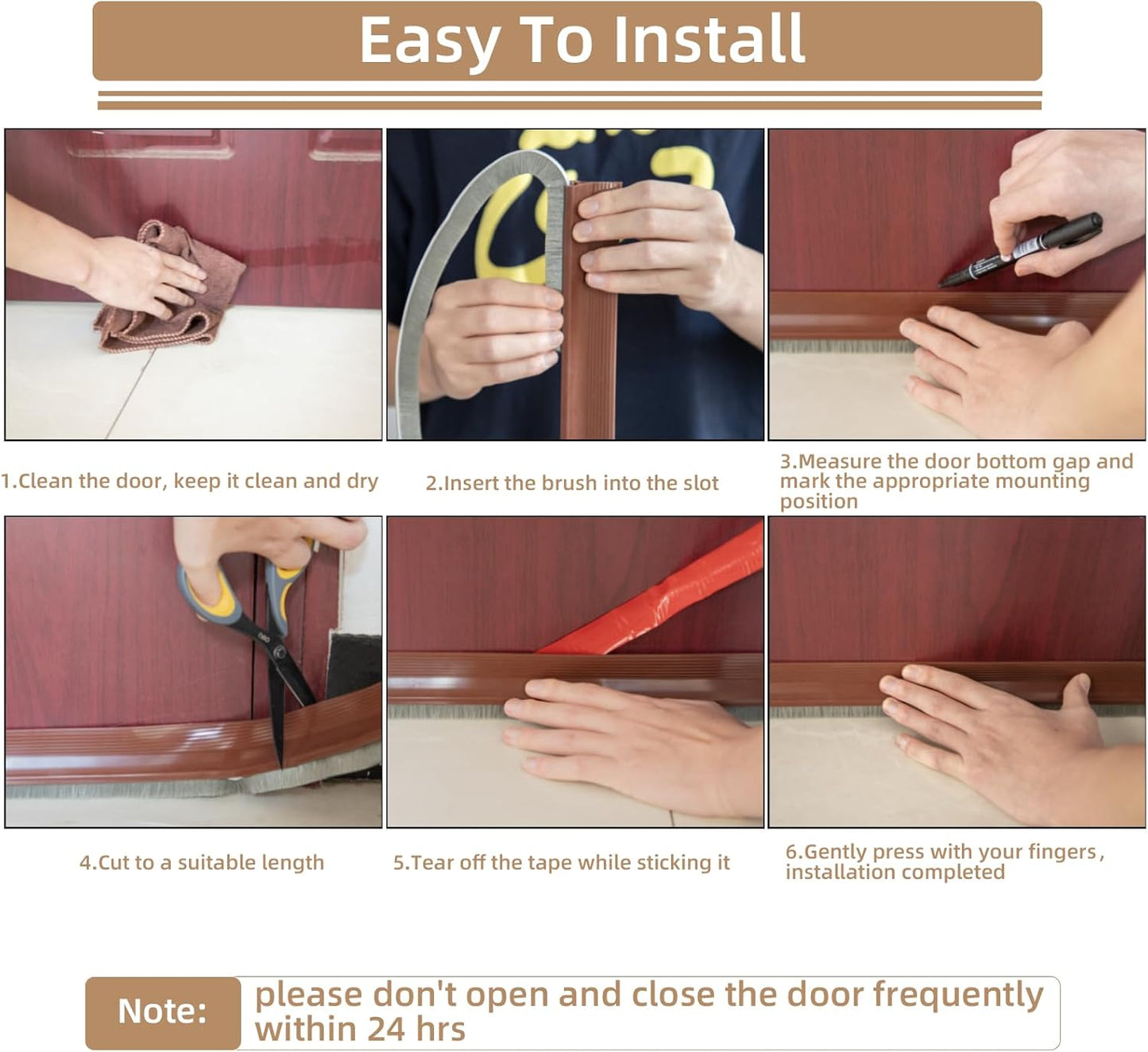 KNEELISA 39”X 1 Pack Rubber Door Sweep Bottom Exterior & Interior,Silicone Adhesive Under Door Draft Stopper with Brush,Gap Filler Noise Blocker,Soundproofing Seal Strip,White