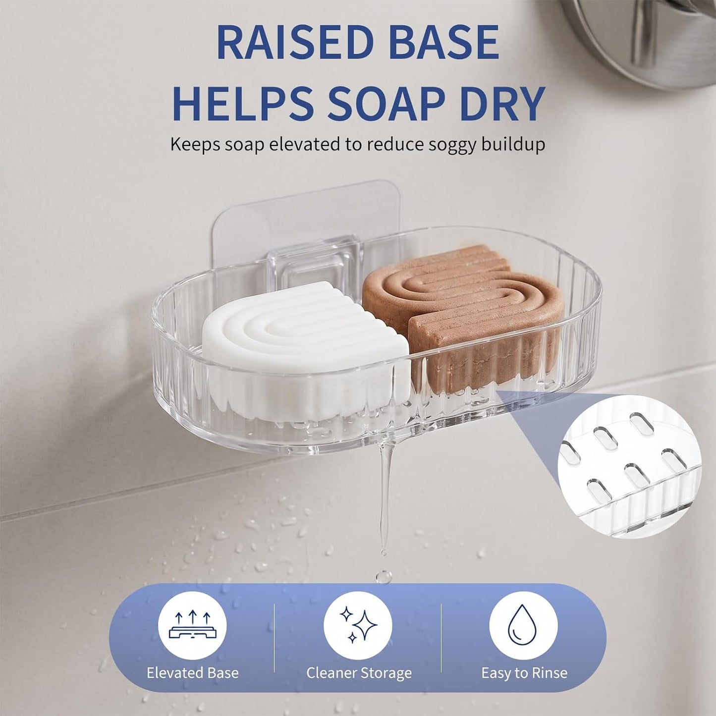 Shower Caddy Compatible with Kitsch Shampoo – Self-Draining Shampoo Bar Holder & Shower Shelves for Conditioner Bars & Soap – Wall Mount or Free-Standing Organizer (2 Pack)