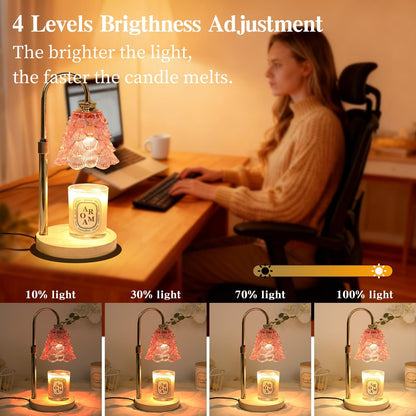 Fragrance Candle Warmer Lamp with 2 Bulbs Electric Candle Warmer with Timer & Dimmer for Home Decor