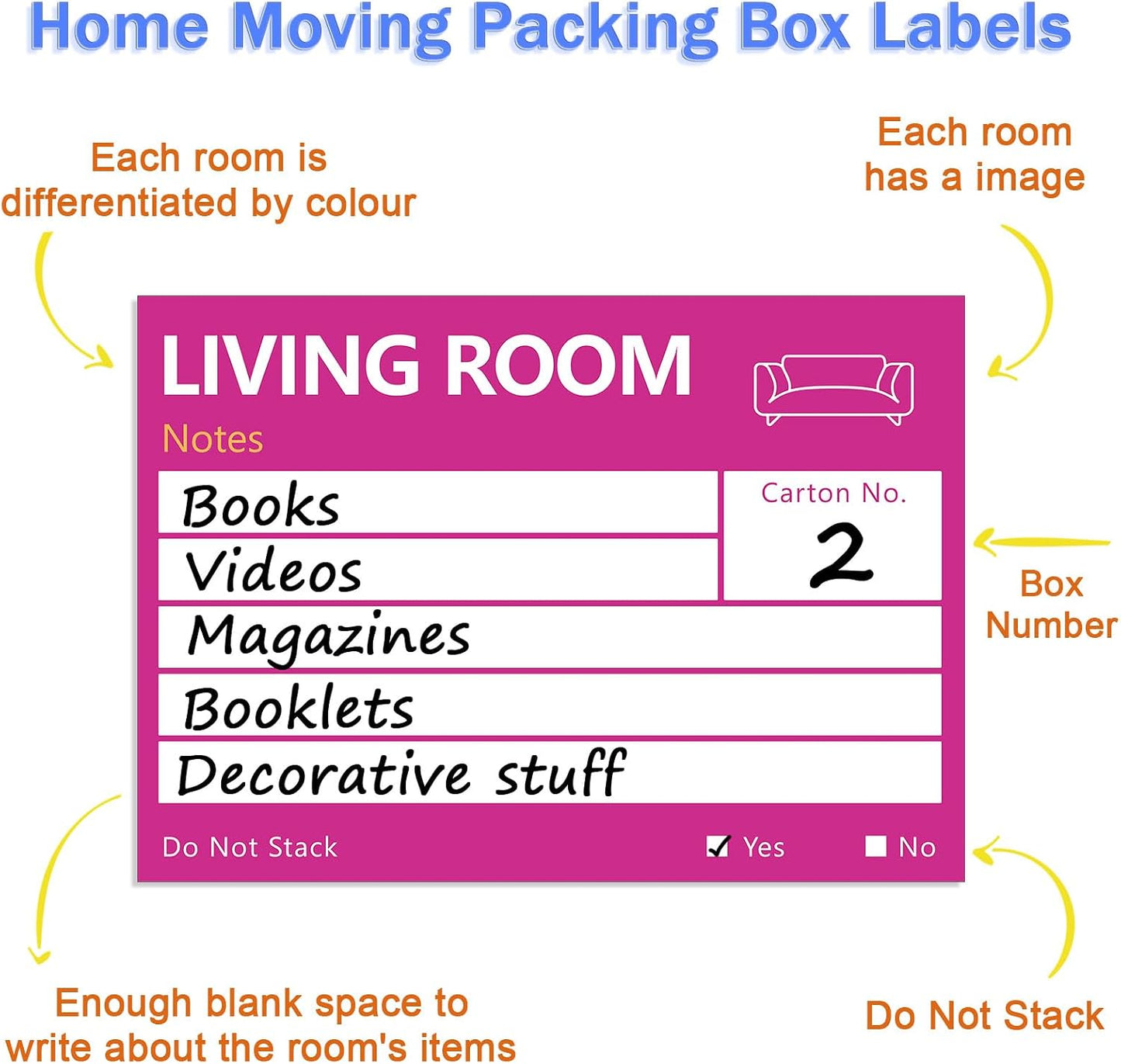 6 x 4 in Large Moving Labels for Boxes, Home Moving Packing Color Coded Stickers Supplies Labels with Writable Notes Areas, Fragile Blank Moving Boxes Stickers 160pcs