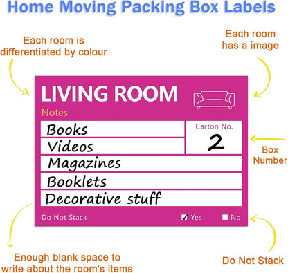 6 x 4 in Large Moving Labels for Boxes, Home Moving Packing Color Coded Stickers Supplies Labels with Writable Notes Areas, Fragile Blank Moving Boxes Stickers 160pcs
