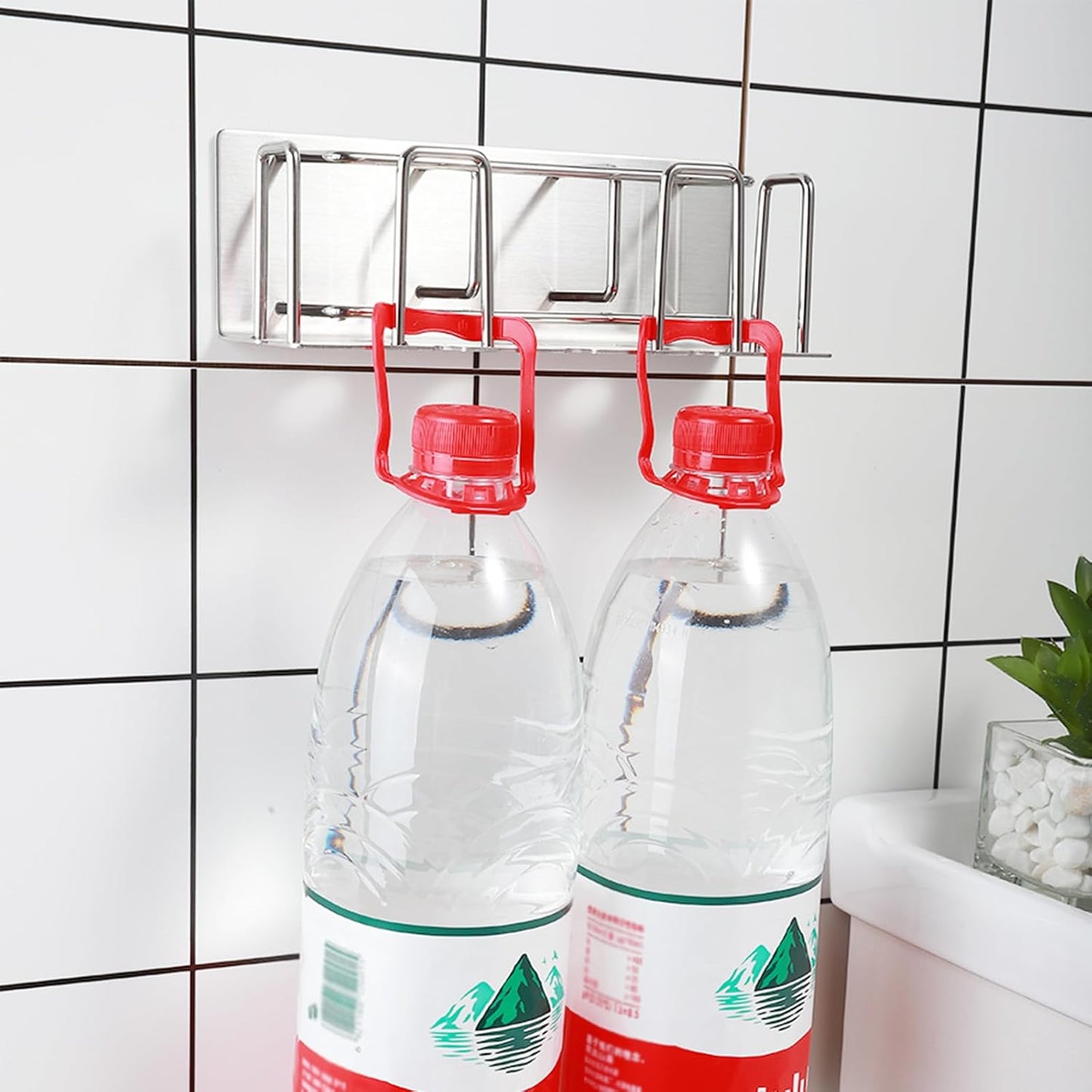 HANZE 2 Pack Toothbrush Holder 304 Stainless Steel Adhesive Wall Mounted 3 in 1 with Toothbrush Holder Toothpaste Holder and Cup Holder for Bathroom Shower