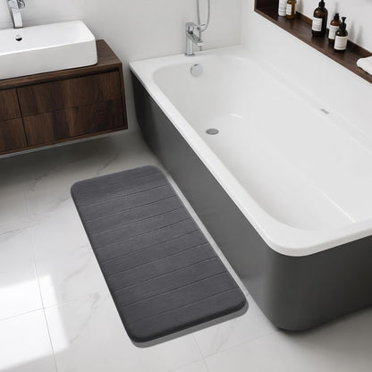 Yimobra Memory Foam Bath Mat, Super Soft Absorbent Bathroom Rug Non Slip, Quick Dry, Machine Washable Floor Carpet for Tub Shower, Home Decor Accessories, 24x17, Grey