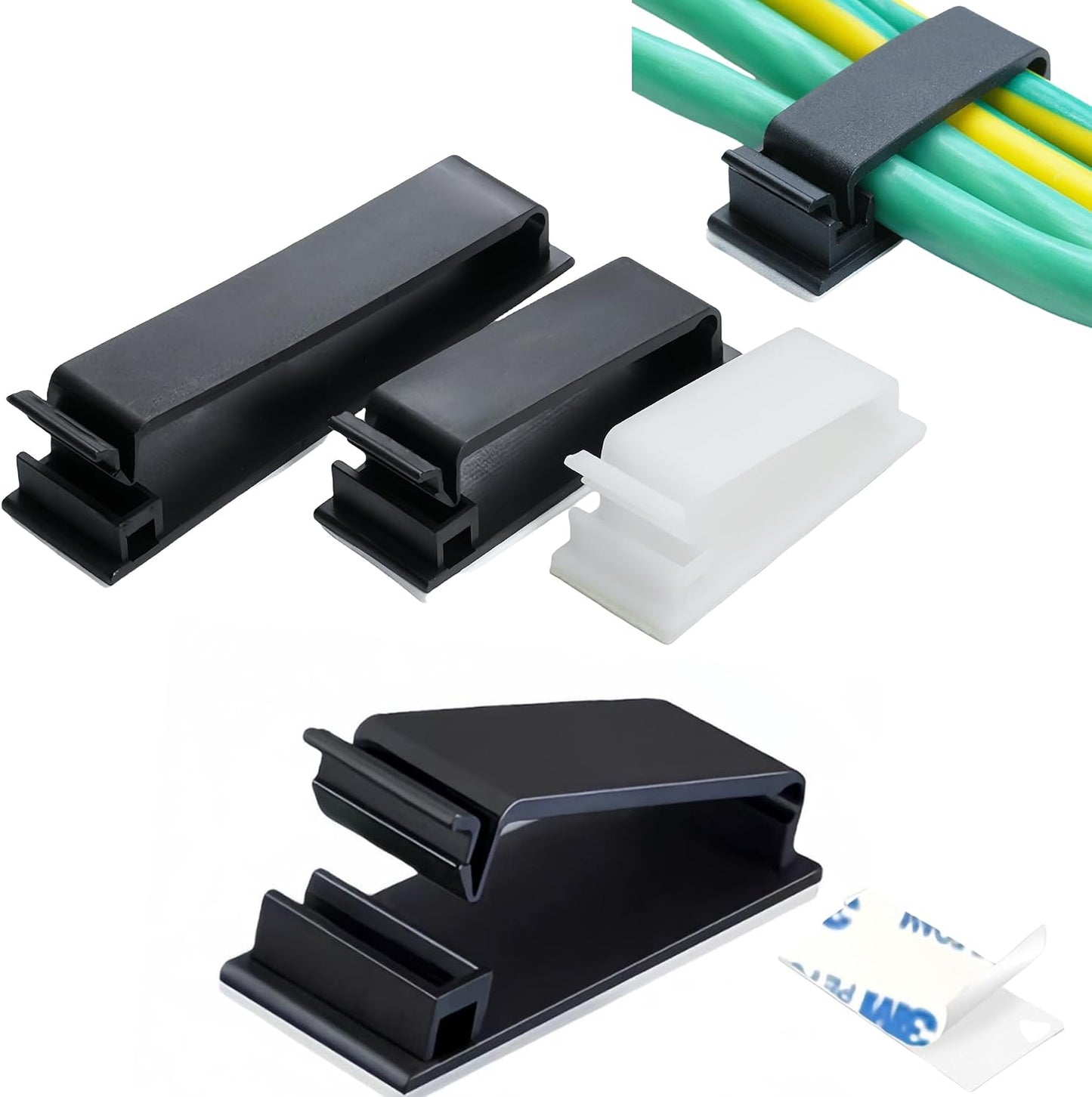 50packs Self Adhesive Cable Management Clips,32.5mm/1.28in Black Durable Wire Organizers Cord Holder for TV, PC, Laptop, Ethernet, Desktop, Home, and Office