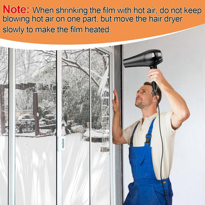 87×118in Patio Door Window Insulation Kit for Winter- Thicken Indoor Large Window Plastic for Winterizing, Clear Window Covering Shrink Film with Double-Side Tape to Keep Cold Out
