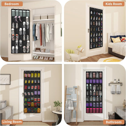 FENTEC 40 Large Pockets Over The Door Shoe Organizer, Mesh Hanging Shoe Organizer Shoe Rack for Closet Mesh Closet Shoe Holder, Over Door Organizer, Shoe Organizer for Wall, Grey, 1 Pack