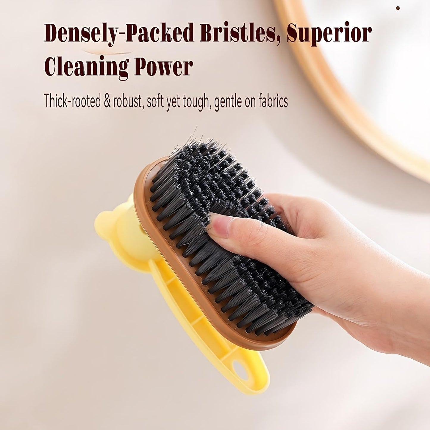 Little Bear Rotating Multi Functional Laundry Brush,Extended Bristle Cleaning Brush for Clothes, Carpet,Shoes, Etc(Khaki)