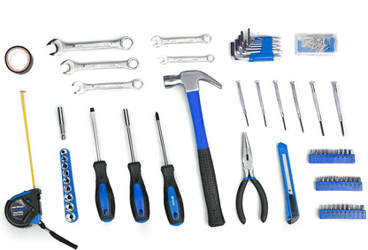 CARTMAN 148-Piece Automotive And Household Tool Set, Blue Repair Kit Case | Versatile tool assortment for car maintenance, home repairs, DIY projects, furniture setup, and daily fixes in a molded case.
