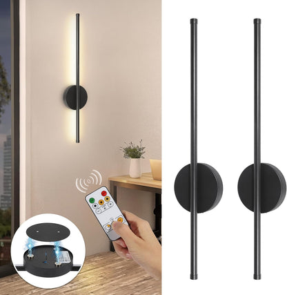 TaoFiaCo Battery Operated Wall Sconces Set of Two,Rechargeable Wall Sconces Set of 2 with Remote Control Dimmable Wall Light Decor for Living Room, Bathroom for, 24 Inch, Gold