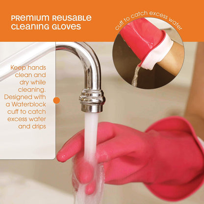 Casabella Premium Waterblock Reusable Household Cleaning Gloves, Medium
