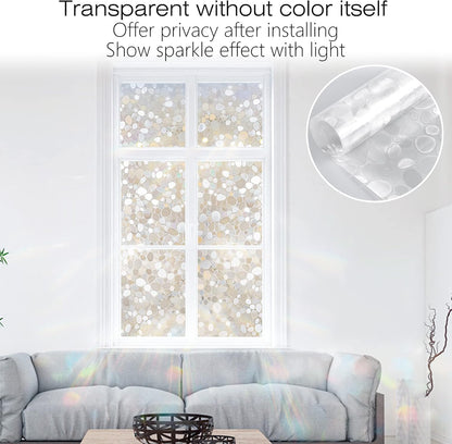 rabbitgoo Window Privacy Film, Frosted Glass Window Clings, Static Cling UV Heat Blocking Door Stickers for Home Bathroom, Removable Indoor Decal Coverings Day and Night, Pure, 17.5 x 78.7 Inches