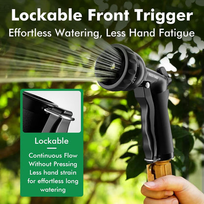 RESTMO Garden Hose Nozzle, Heavy Duty Metal Water Hose Nozzle with 7 Adjustable Spray Patterns, High Pressure Hand Sprayer with Flow Control for Watering Plants & Lawns, Washing Cars & Pets