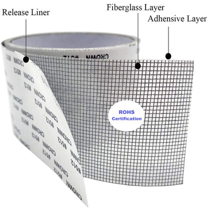 ACEBON Window Screen Repair Tape, 2"x80" - Strong Adhesive Mesh Patch Kit for Window Door Tears & Holes (Grey)