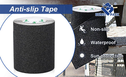 BOMEI PACK Black Anti Slip Tape, 4 Inch x 33 Foot Non-Slip Traction Grip Tape for Stairs, Waterproof Stair Treads Grip Non Slip, Non Skid Tape for Steps, Outdoor Black Grip Tape