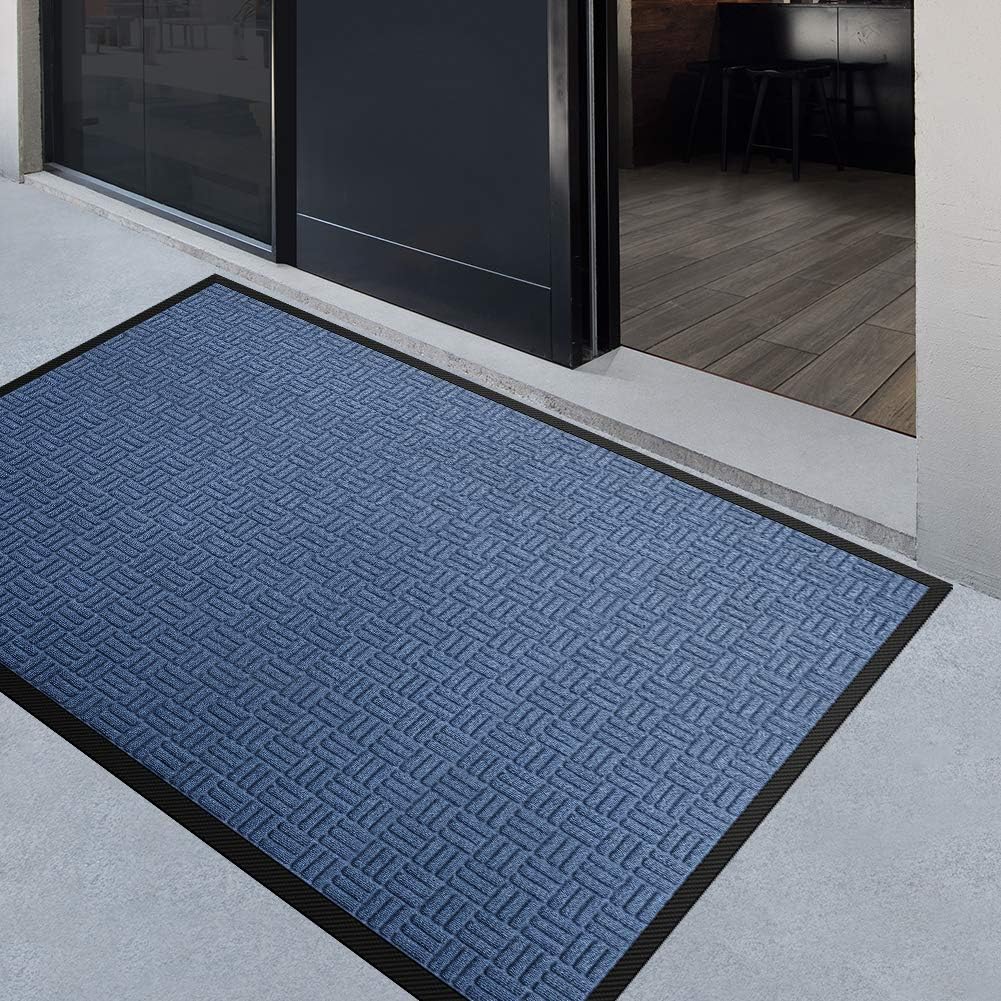 Mibao Front Door Mat, Heavy Duty Durable Welcome Mat for Outdoor Indoor, Dirt Trapper Waterproof Super Absorbent Door Mat for Entryway Outside Patio Porch, 29.5" x 17", Grey