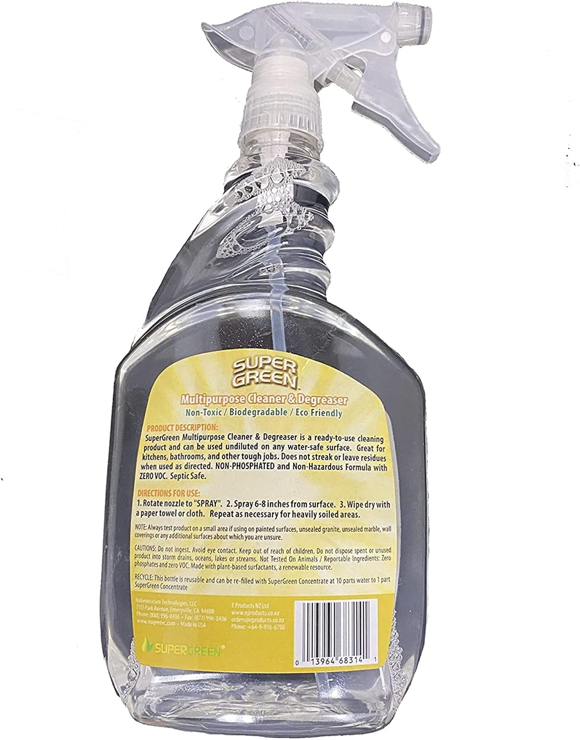 SuperGreen Powerful All-Purpose Cleaner and Degreaser | USDA Certified Bio-Based, Non-toxic, NO Ammonia or Phosphates, Cucumber Fragrance 32 fl oz 1 Pack…
