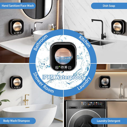 Automatic Soap Dispenser, 320ML Touchless Smart Hand Soap Dispenser, 3 Adjustable Soap Levels, Rechargeable Wall Mounted Electric Foam Soap Dispenser for Bathroom Kitchen Office (White - T1)